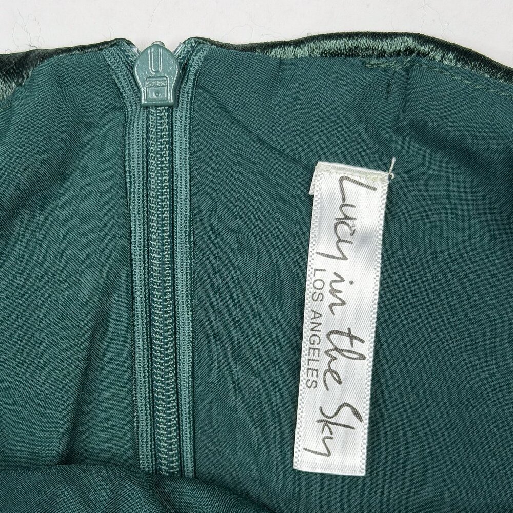 Lucy in the Sky Emerald Green Satin Ruched Mini Bodycon Cocktail Sz XS NWOT - Picture 8 of 8